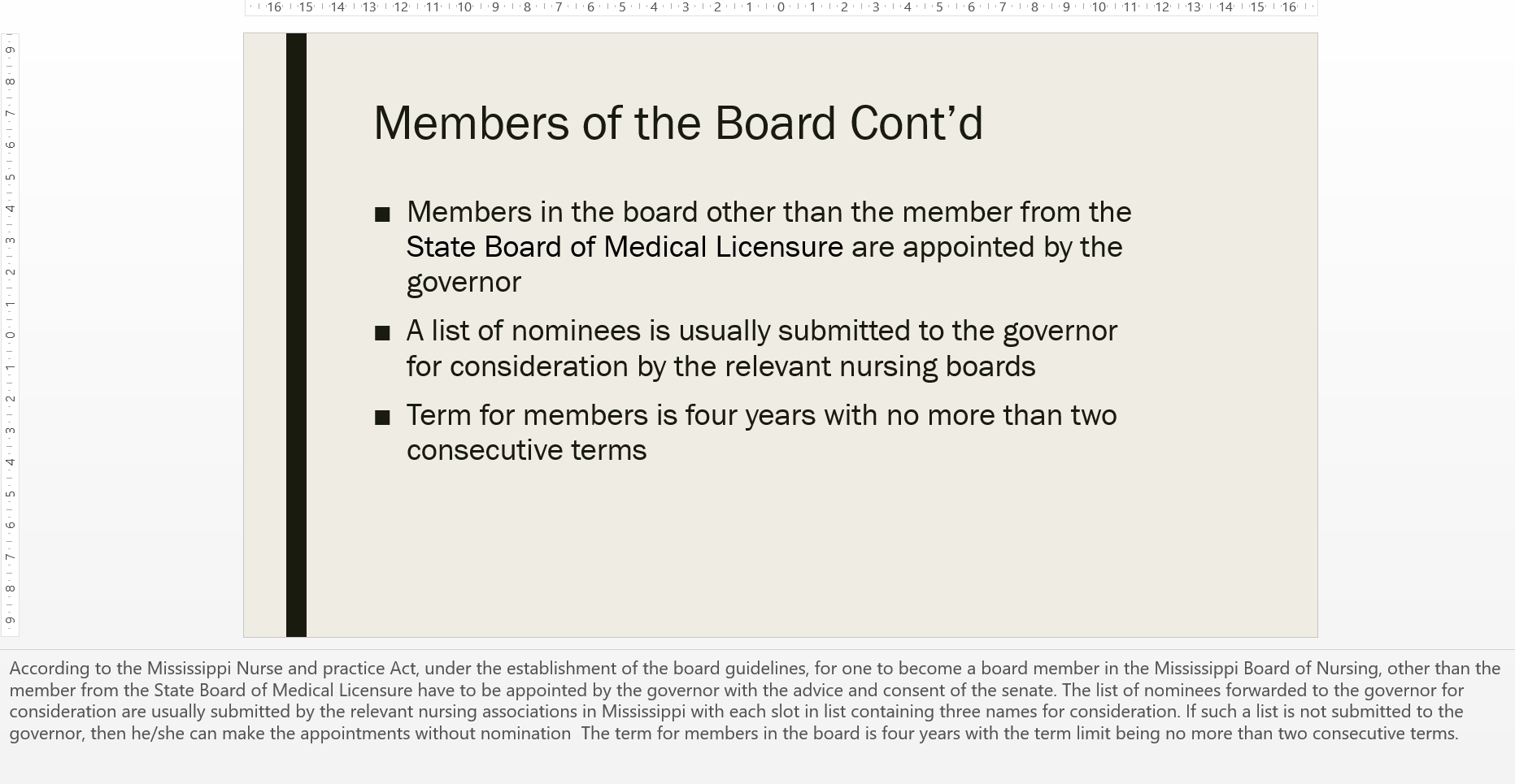 Describe the differences between a board of nursing