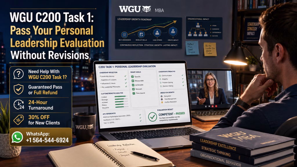 WGU C200 Task 1 Examples: What a Passing Personal Leadership Evaluation Looks Like